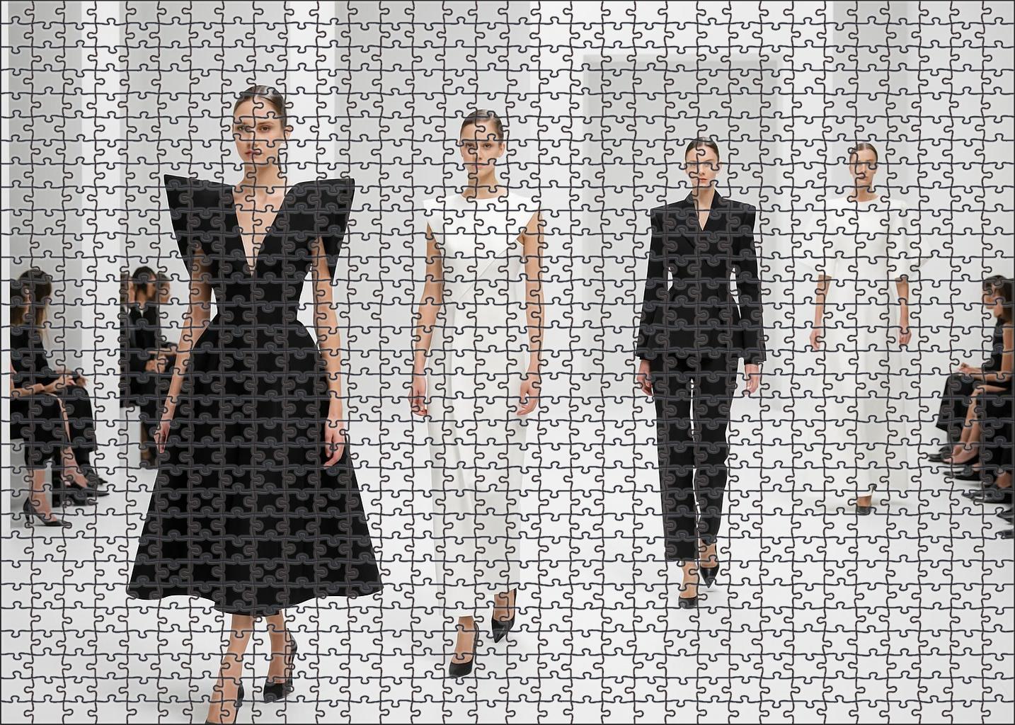 High-fashion Postminimalist Avant-garde Sculptural Silhouettes In Monochrome 20 Piece Puzzle