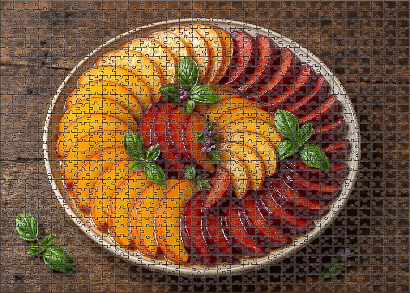 Stone Fruit Serenade Summer Peach And Plum Fan 20 Piece Puzzle