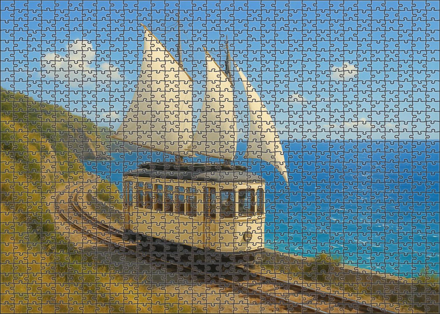 Wind-powered Coastal Sailtram 50 Piece Puzzle