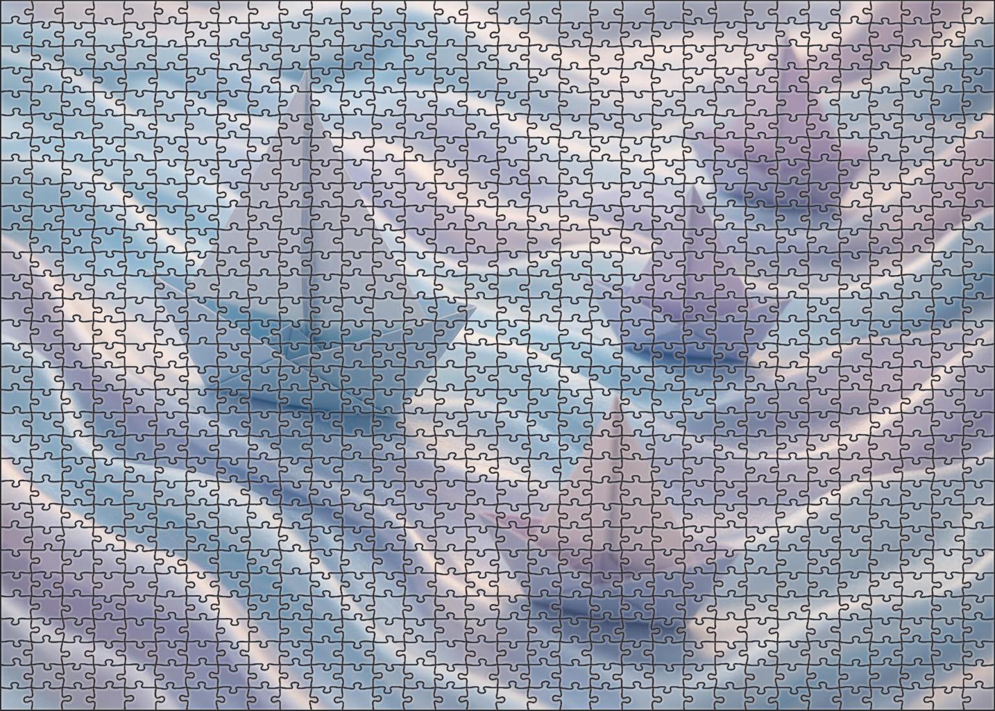 Origami Sailboats On A Ribbon River Puzzle Collection