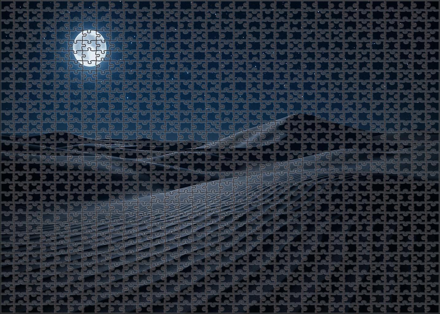 Moonlit Drift Silver Sands Under Star-strewn Sky Puzzle Challenge