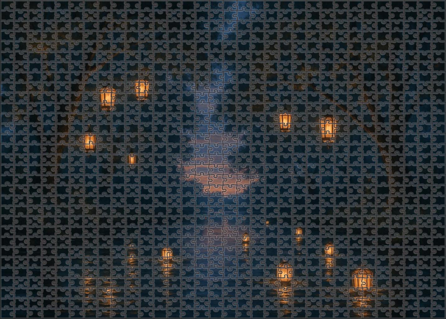 Evening Lantern Festival By The River Puzzle For Adults