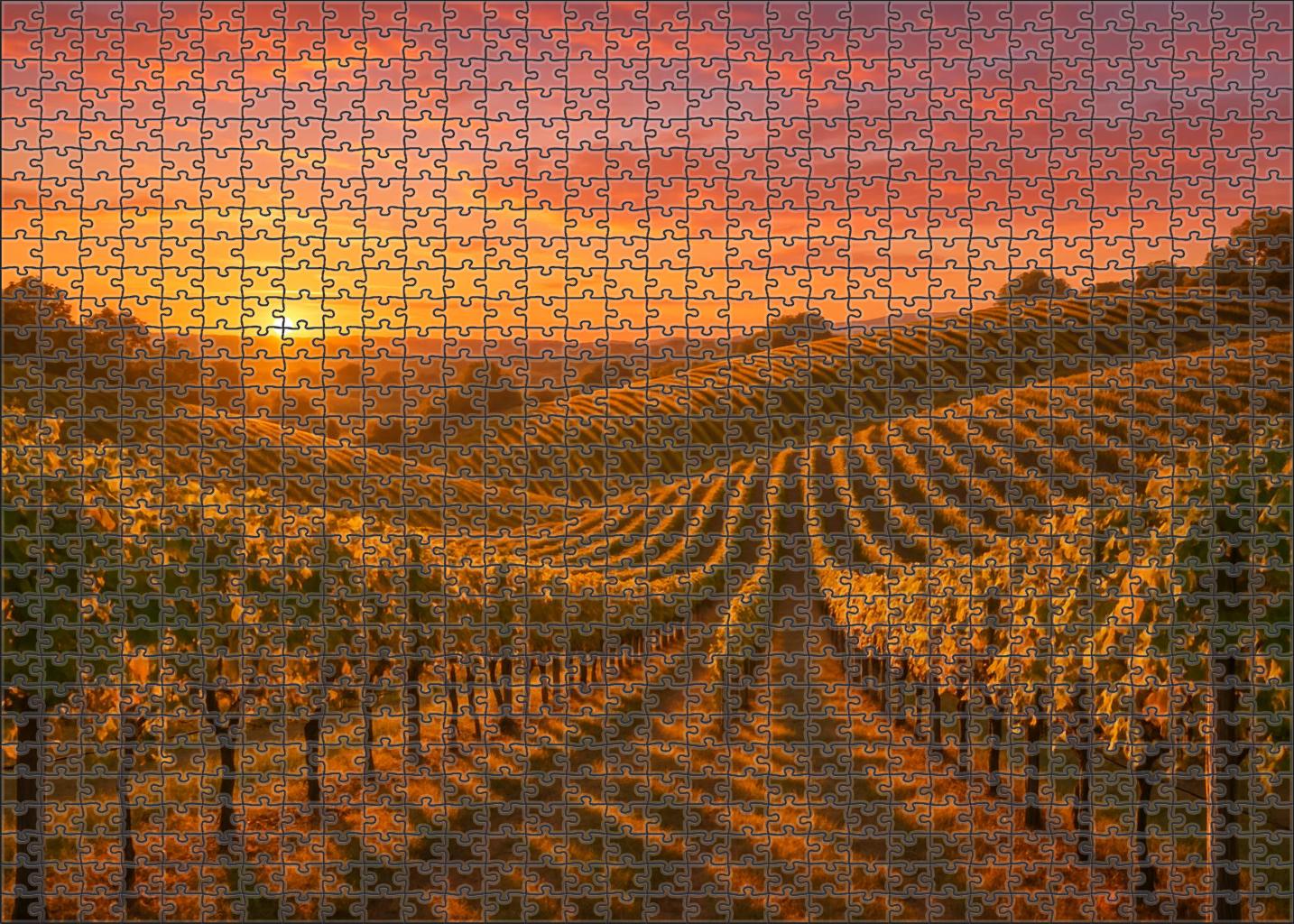 Sunset Over Rolling Vineyard Hills Puzzle For Kids