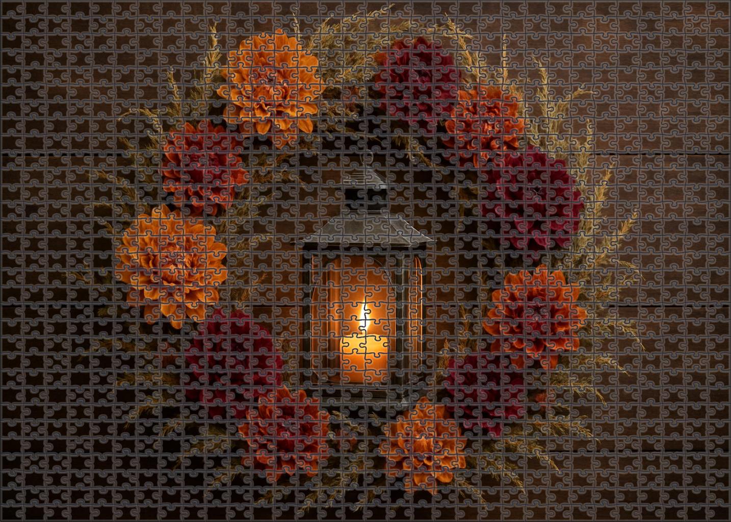 Evening Glow Lantern Wreath 100 Piece Puzzle