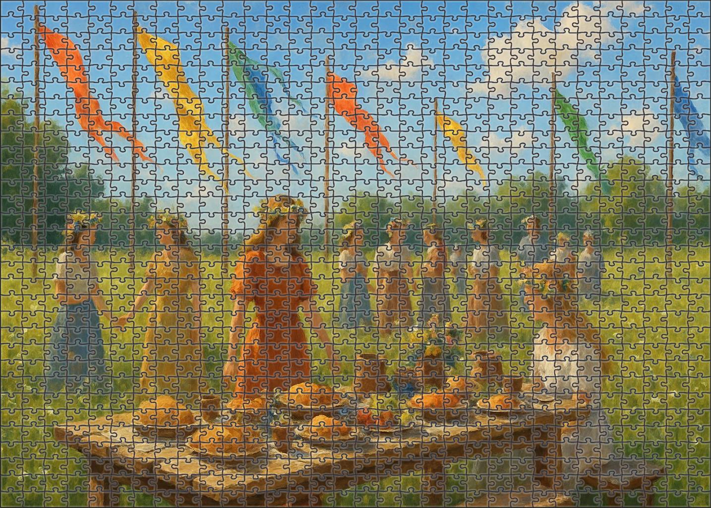 Sun-kissed Meadow Jubilee Bright Banners And Wildflower Crowns Puzzle Fun