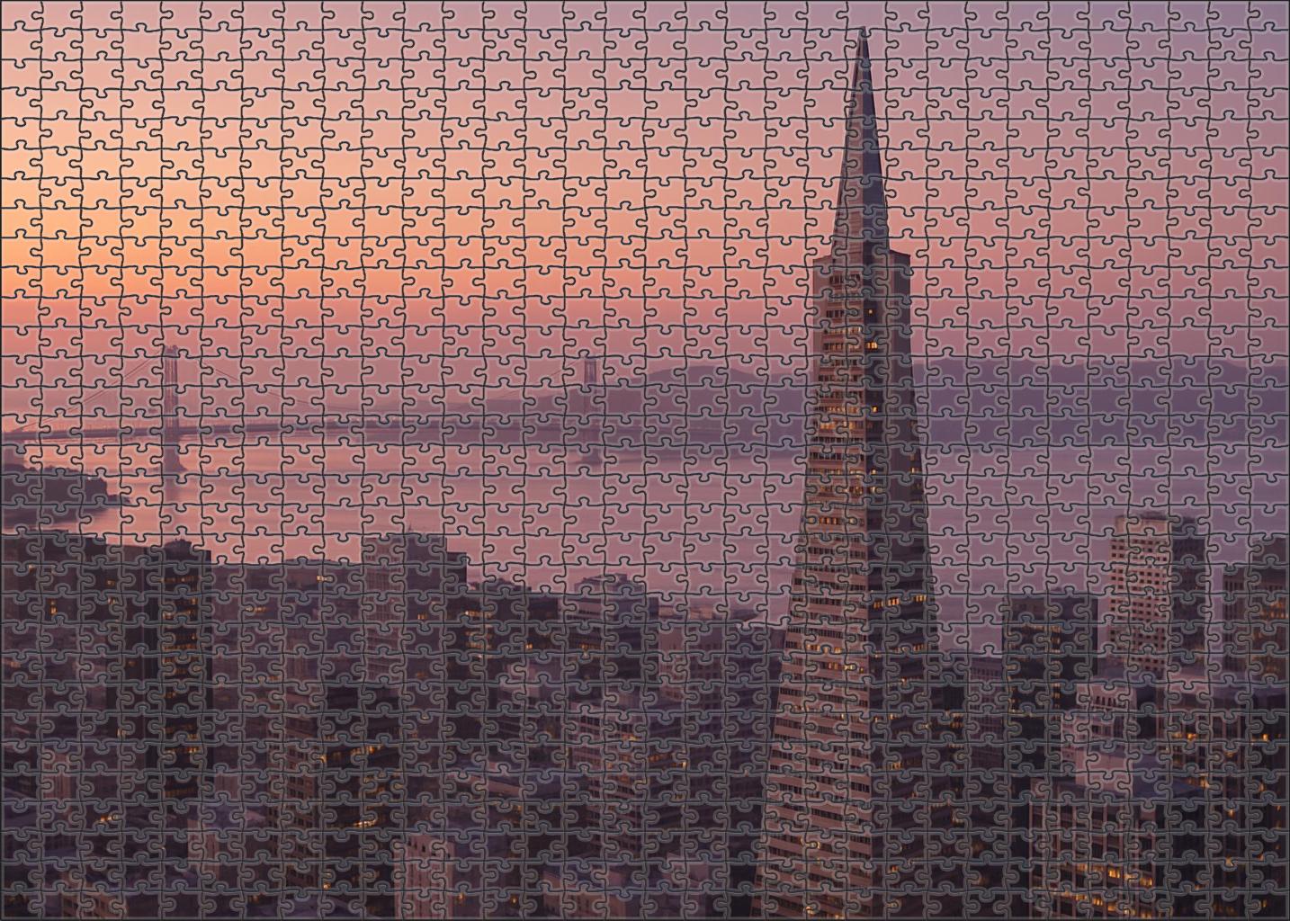 San Francisco Bay Skyline Famous For The Golden Gate Bridge And Transamerica Pyramid Easy Puzzles
