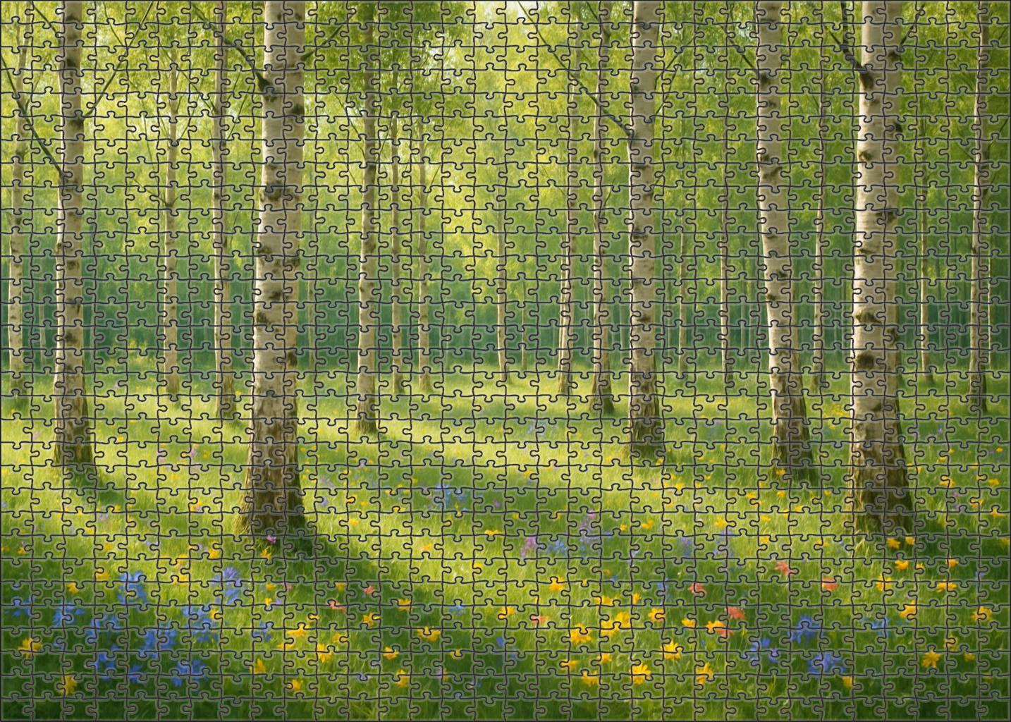 Sun-dappled Birch Stand Unique Puzzle Design
