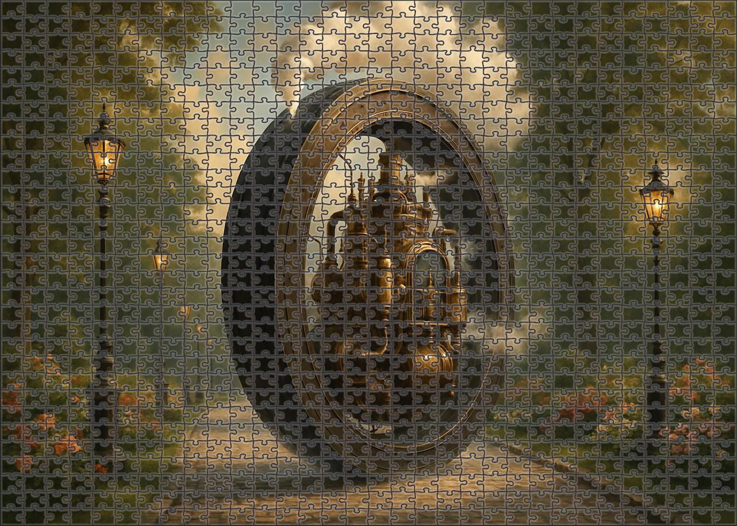 Retro-futuristic Steam-powered Monowheel 1000 Piece Puzzle