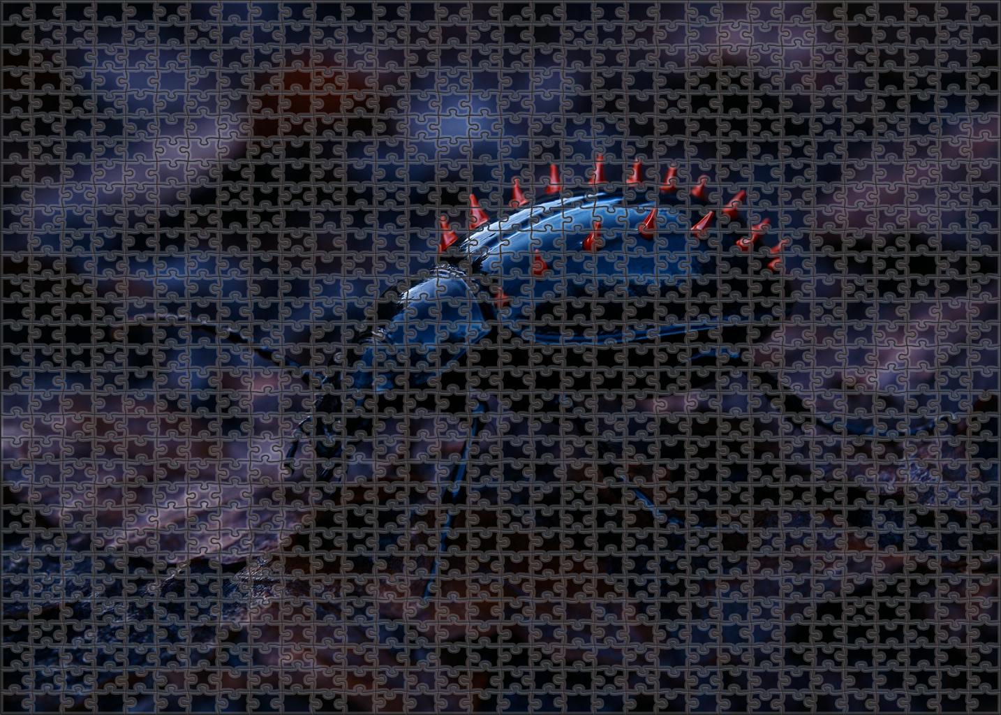 Crimson Spineback Beetle Armored Insect With Radiant Red Spikes Puzzle Fun