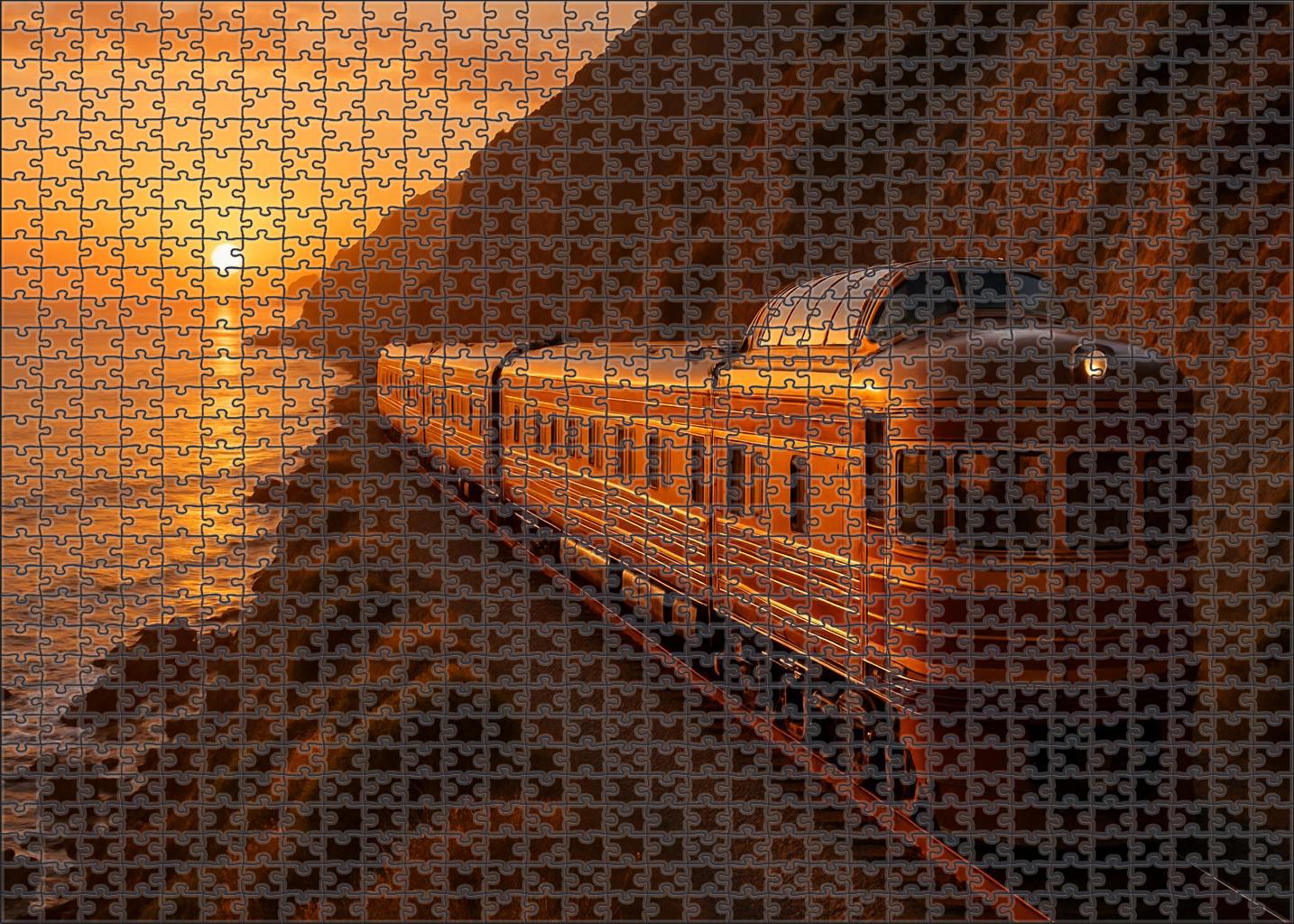 Amber Sunset Panorama Observation Train Mini Puzzle
