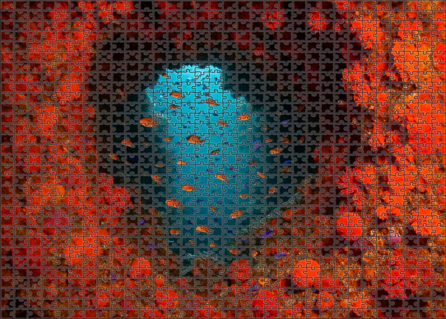 Crimson Coral Caverns Hidden Reefs Of Vibrant Underwater Grottos Premium Puzzle Pieces