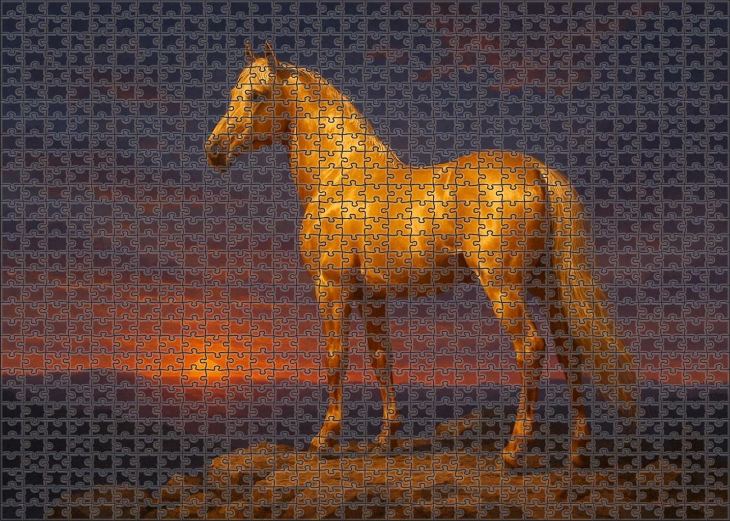 Amber Dusk Endurance Lean Golden Palomino Gelding With Resilient Spirit 200 Piece Puzzle
