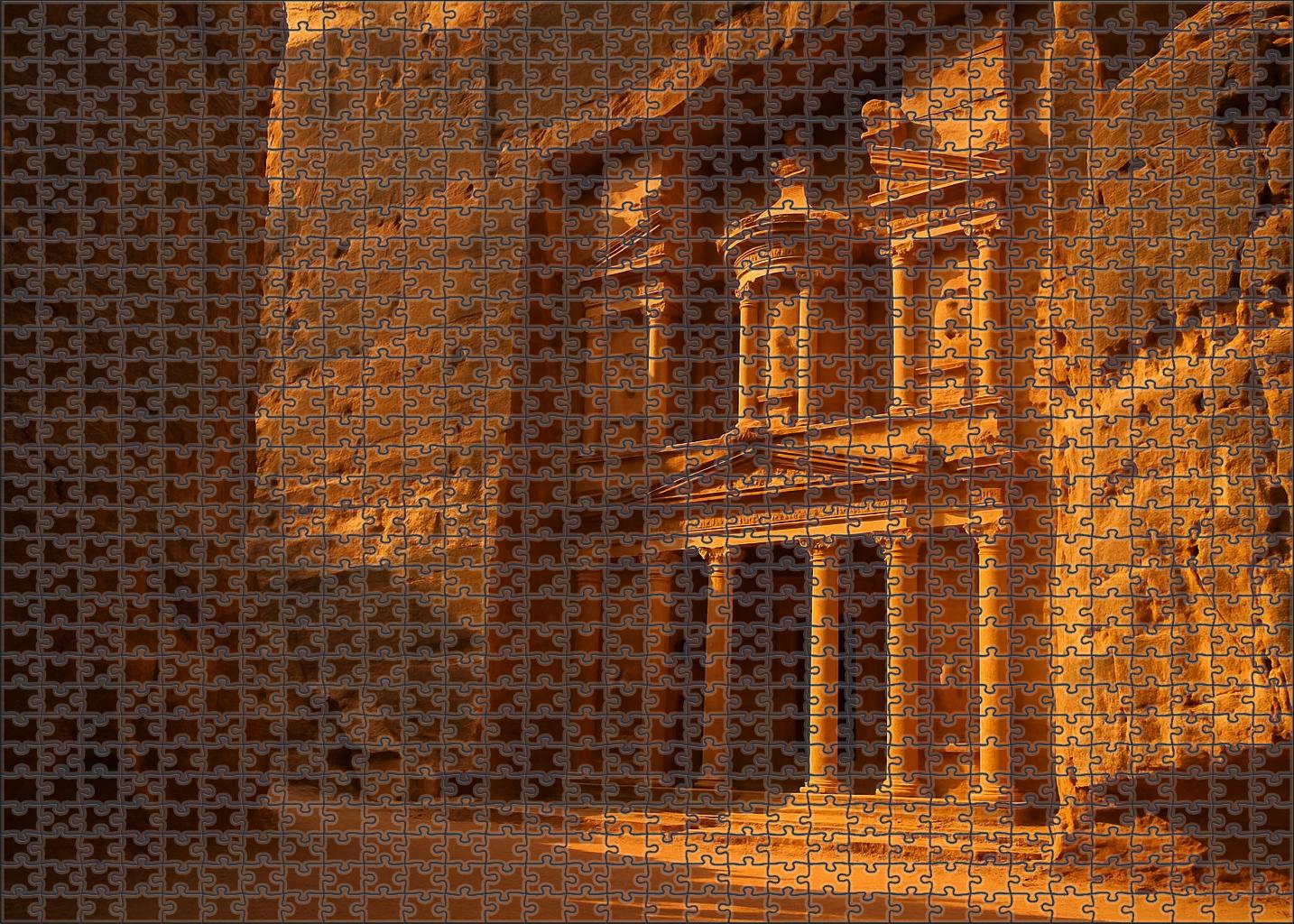 Petra Treasury Situated In Ma'an Governorate Jordan Recognized By 7180 Of Global Heritage Enthusiasts As A Rock-cut Architectural Marvel Large Format Puzzle