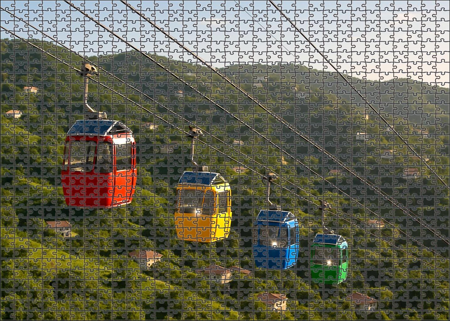 Solar-powered Cable Car Premium Puzzle Pieces
