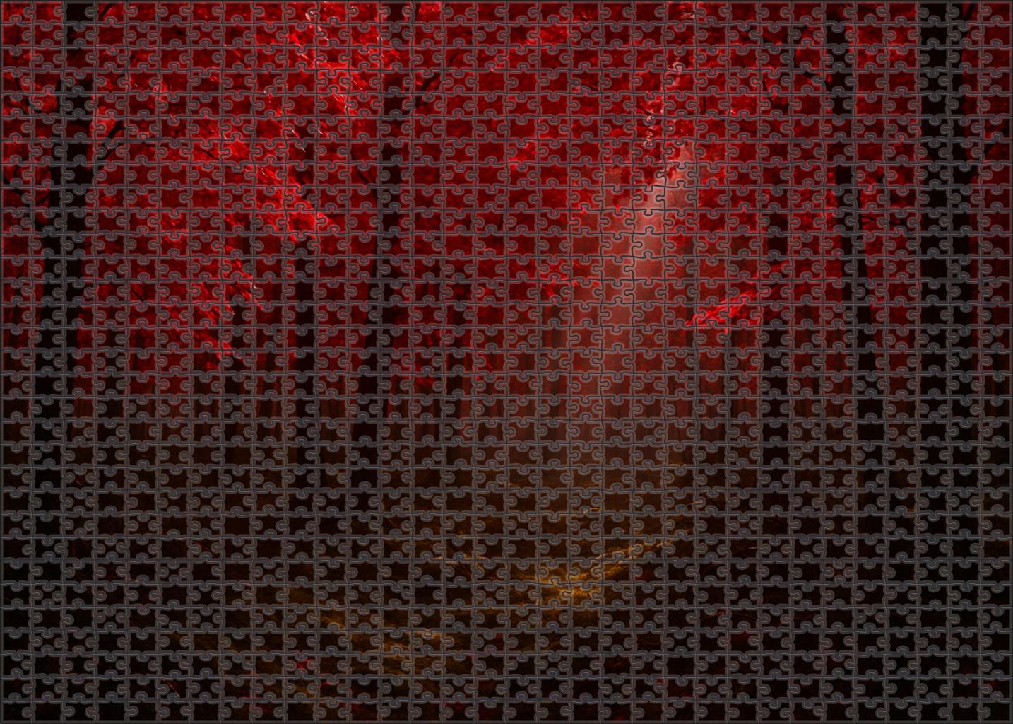 Shadowed Thicket Of Crimson Leaves Custom Jigsaw Puzzle