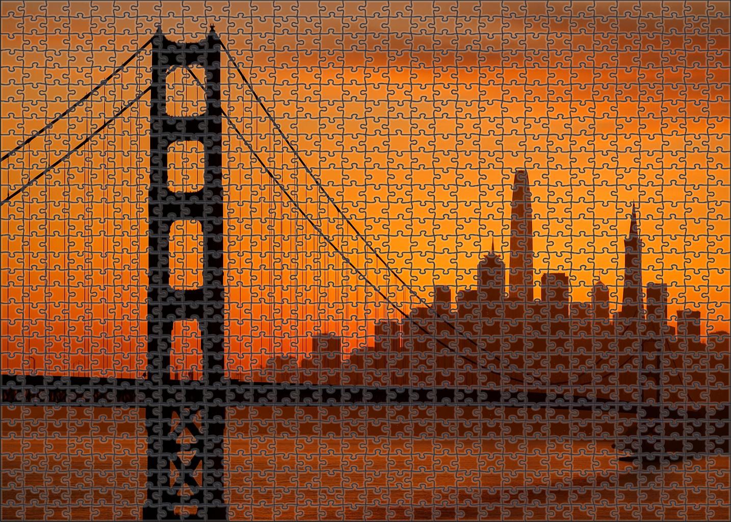 San Francisco Bay Skyline Iconic Golden Gate Bridge Anchoring A Mix Of Historic And Modern Buildings Puzzle Challenge