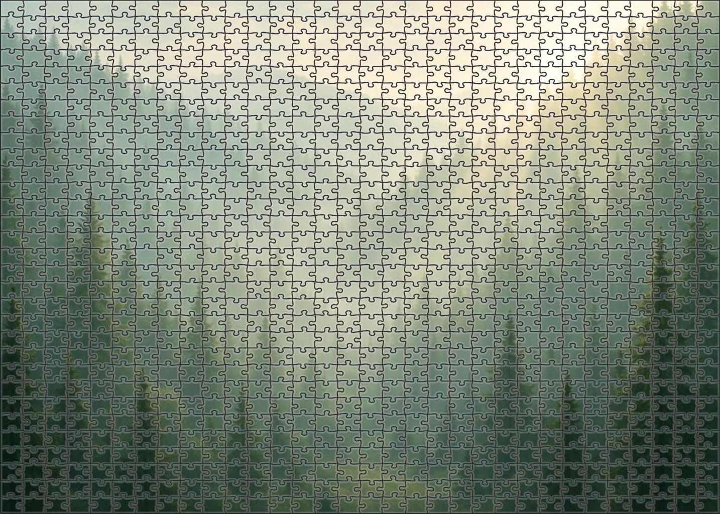 Verdant Hillocks With Misty Veil Large Format Puzzle