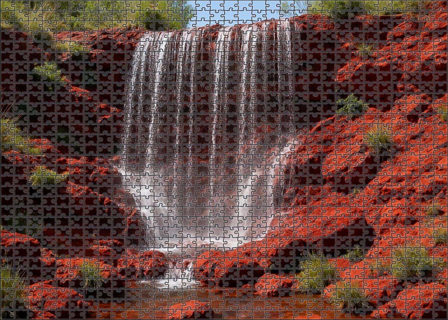 Crimson Veil Cascade Custom Jigsaw Puzzle
