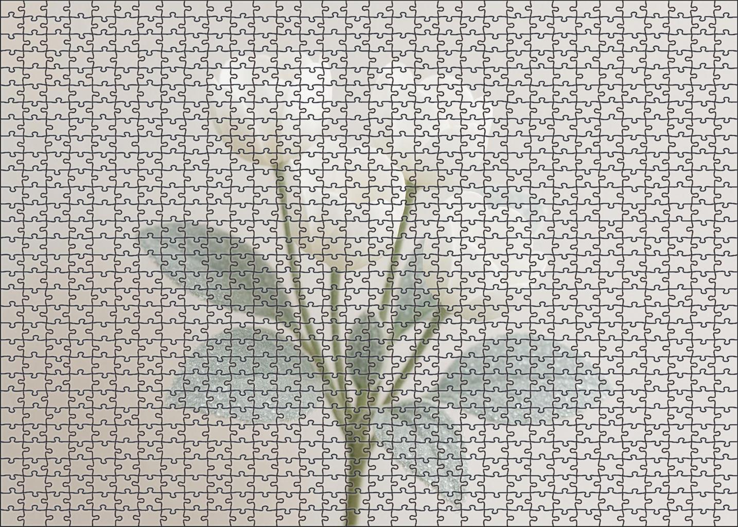 Frost-kissed Woodland Arrangement White Cup-shaped Blooms With Silver-leaved Accents 50 Piece Puzzle