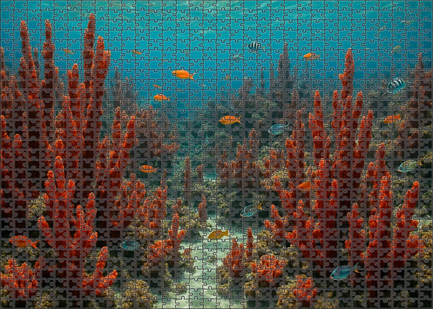 Crimson Coral Labyrinth 1000 Piece Puzzle