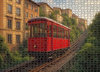 Crimson Fire Funicular Premium Puzzle Pieces