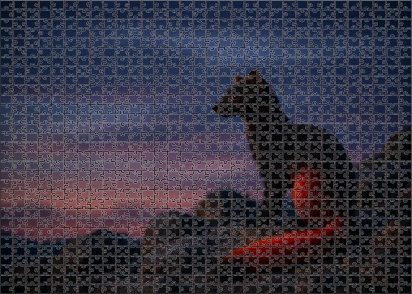 Crimson Dusk Prowler Stealthy Predator With Flame-tipped Fur Puzzle Fun