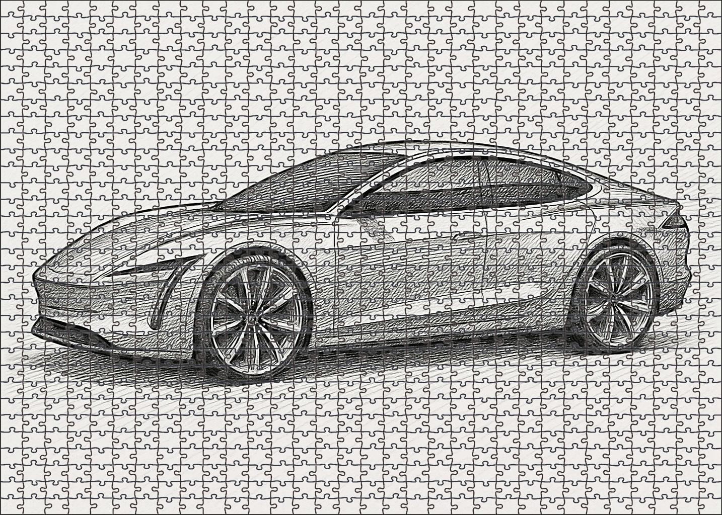 Futuristic Vehicle Concept Technical Ink Drawing With Layered Detailing Large Format Puzzle