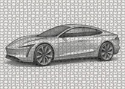 Futuristic Vehicle Concept Technical Ink Drawing With Layered Detailing Large Format Puzzle