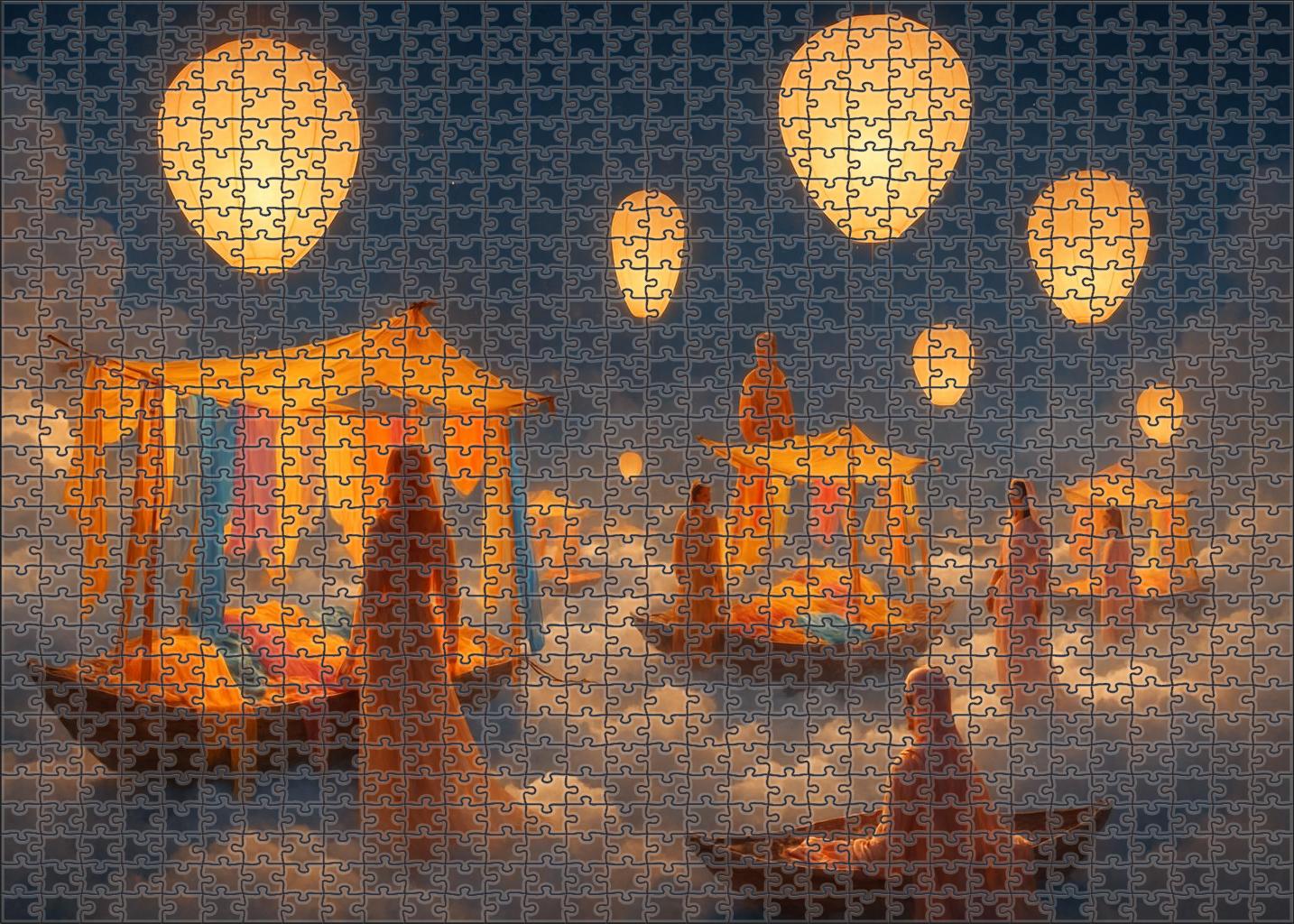 The Skybound Market Of Floating Lanterns 1000 Piece Puzzle