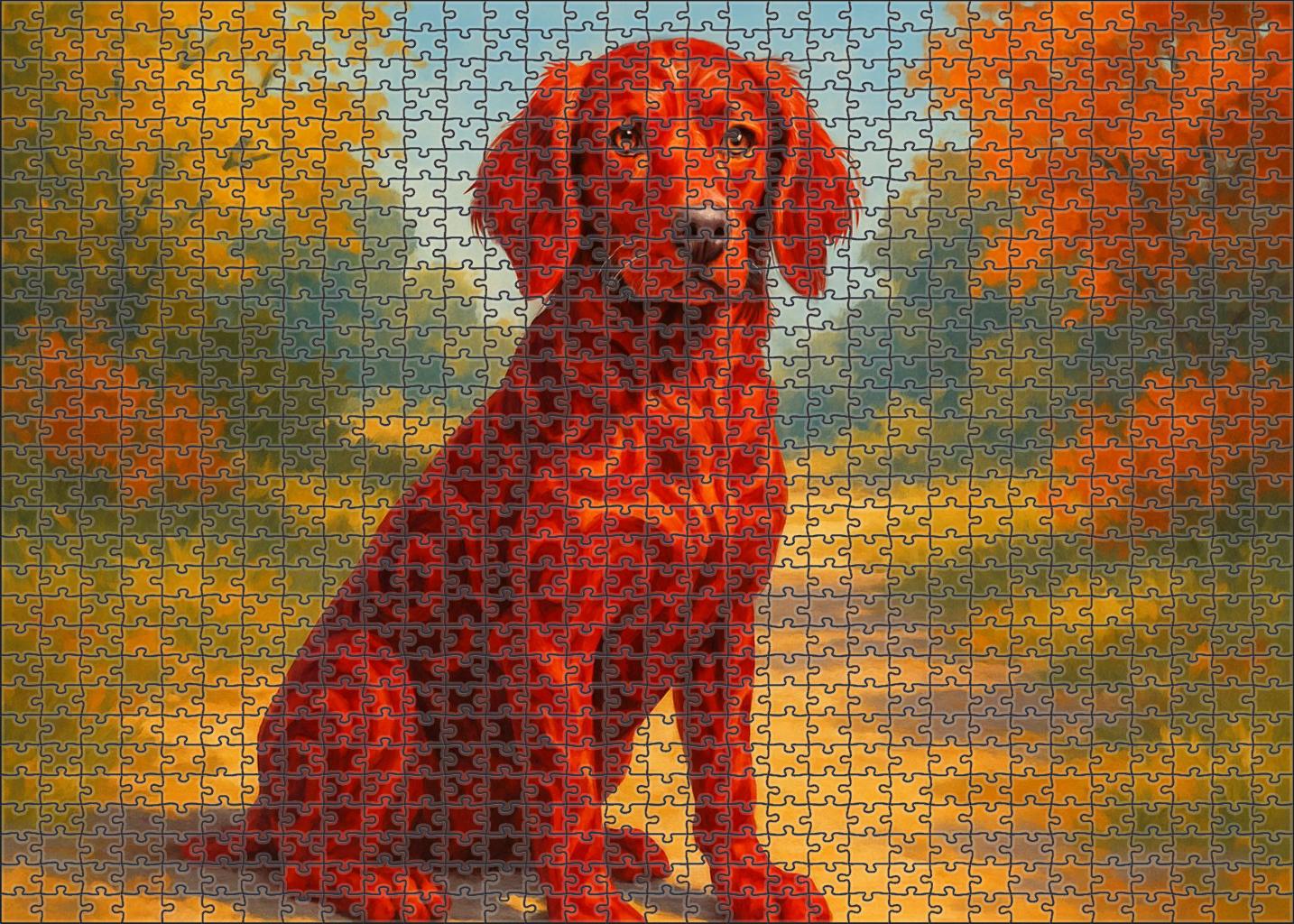 Crimson Storm Vivid Red-patterned Scent Hound With Curious Nature Puzzle Collection