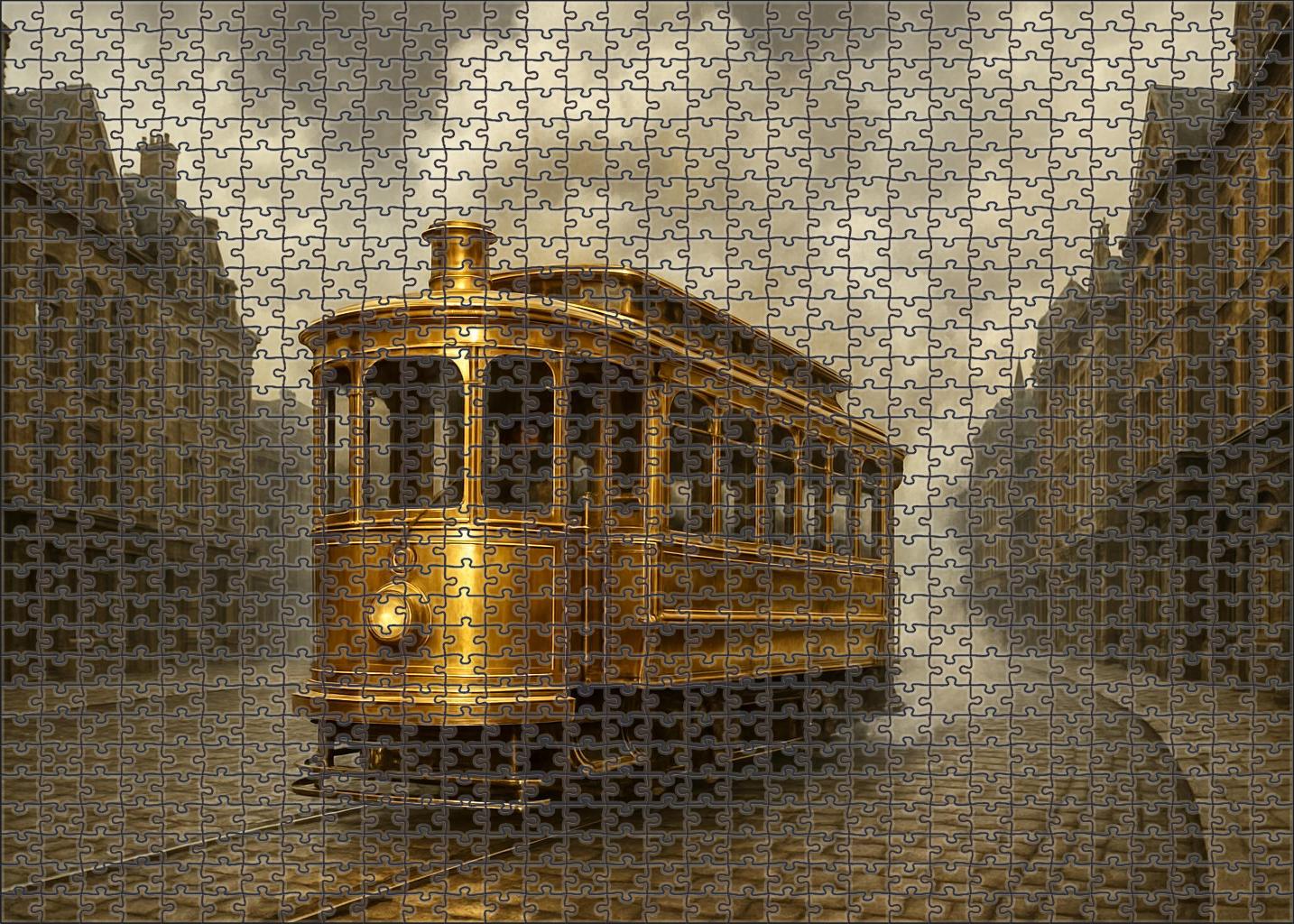 Retro-futuristic Steam-powered Tram Puzzle For Kids