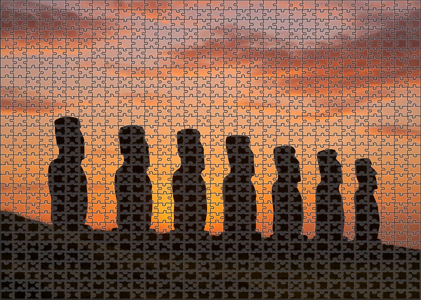 Moai Statues Of Easter Island Found On Easter Island Chile Identified By 6280 Globally As Enigmatic Monolithic Sculptures Of Ancestral Heritage Unique Puzzle Design