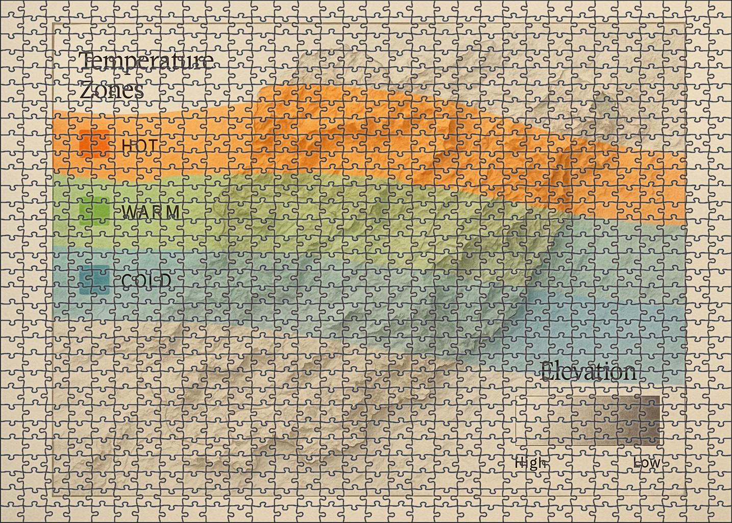 Elevation And Climate Hybrid Map 20 Piece Puzzle