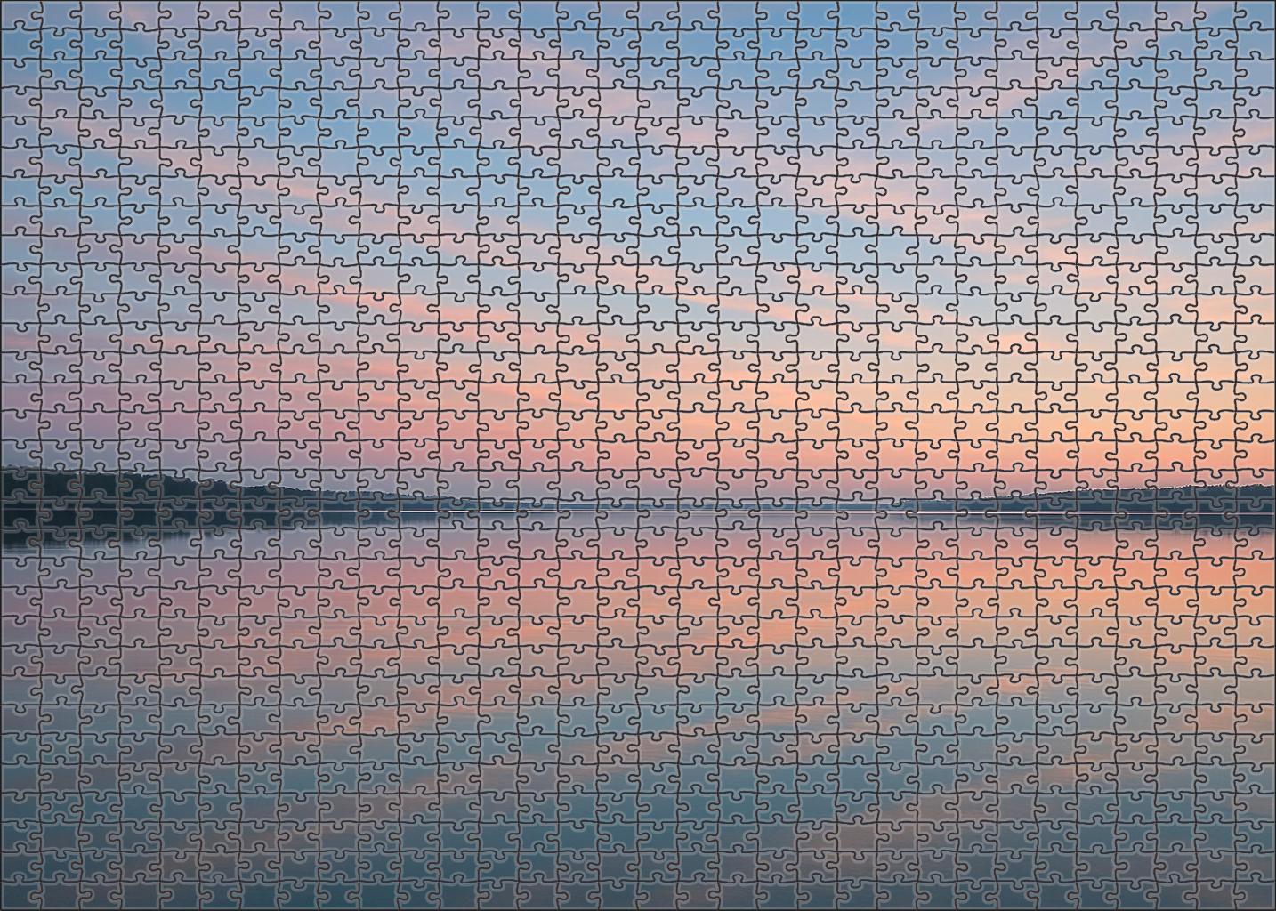 Pastel Horizon Over Serene Lake Premium Puzzle Pieces