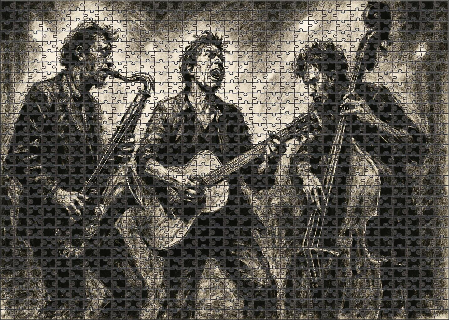 Energetic Street Musicians Expressive Charcoal Figure Study 20 Piece Puzzle