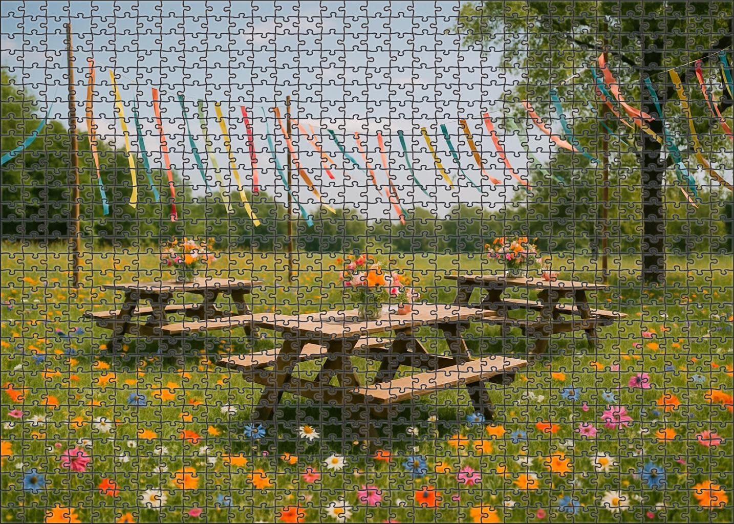 Spring Meadow Jubilee Vibrant Wildflowers And Colorful Ribbons 20 Piece Puzzle