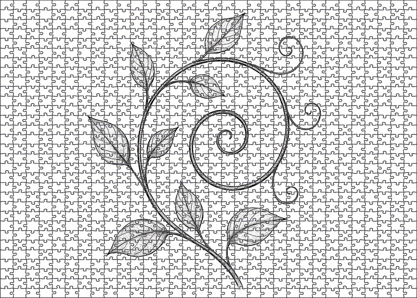 Botanical Vine Spiral Ink Pen Linear Study With Delicate Tendril Detail Puzzle For Kids