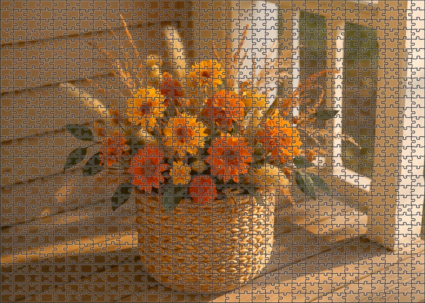 Golden Autumn Harvest Basket Puzzle Challenge