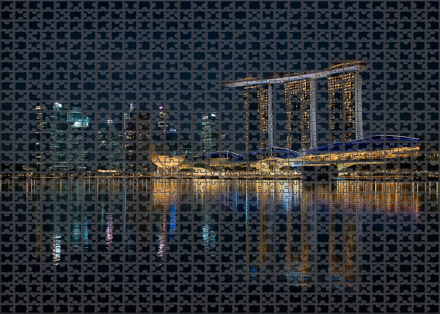Singapore Marina Bay Skyline A Sleek Futuristic Ensemble With Landmark Marina Bay Sands Dominating The Composition Puzzle For Kids