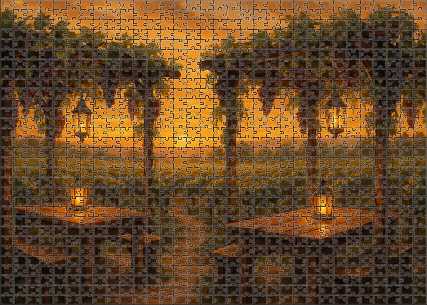 Sunset Vineyard Revelry Custom Jigsaw Puzzle