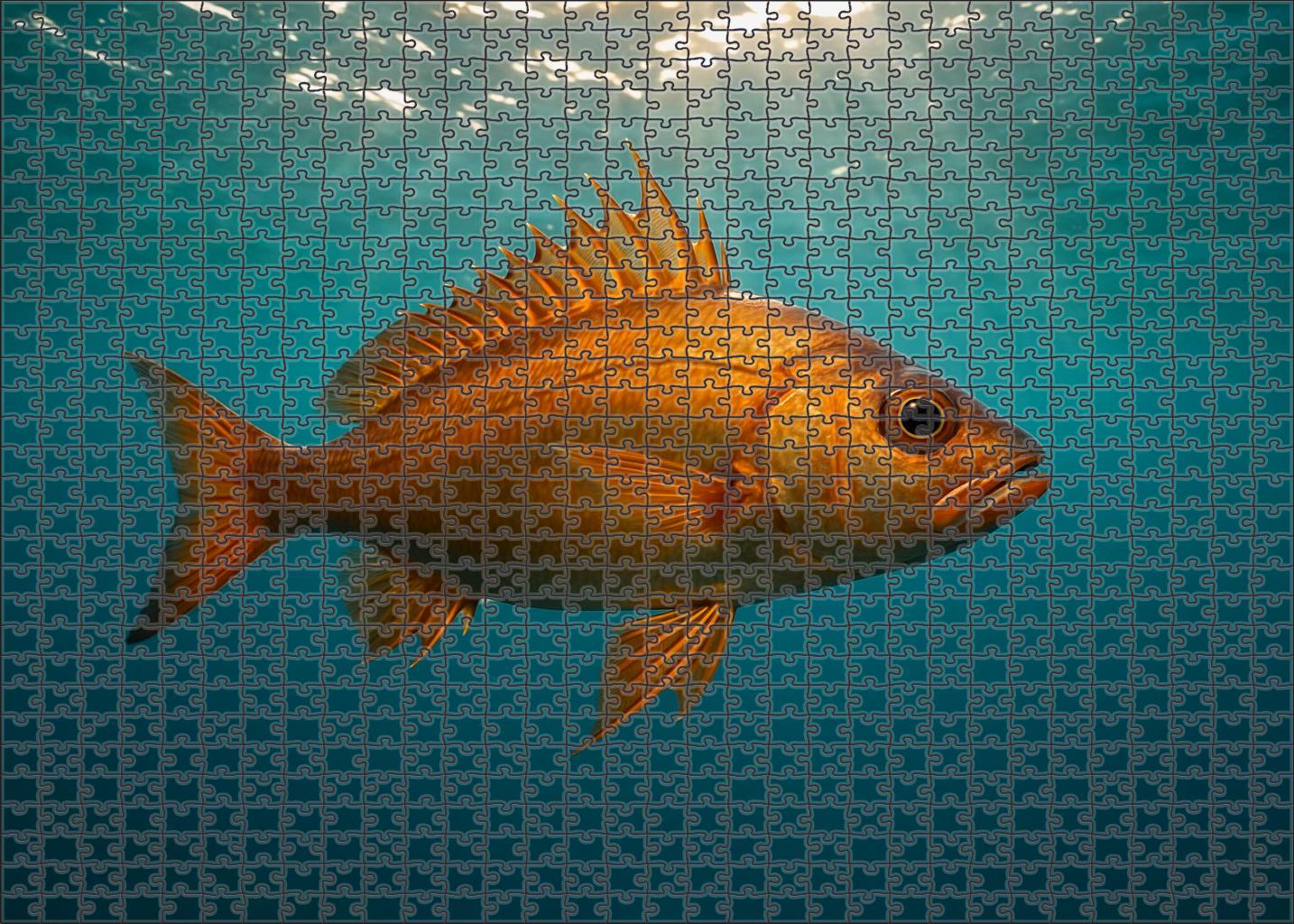 Amber Spinefish Elongated Hunter With Radiating Fin Spines Mini Puzzle