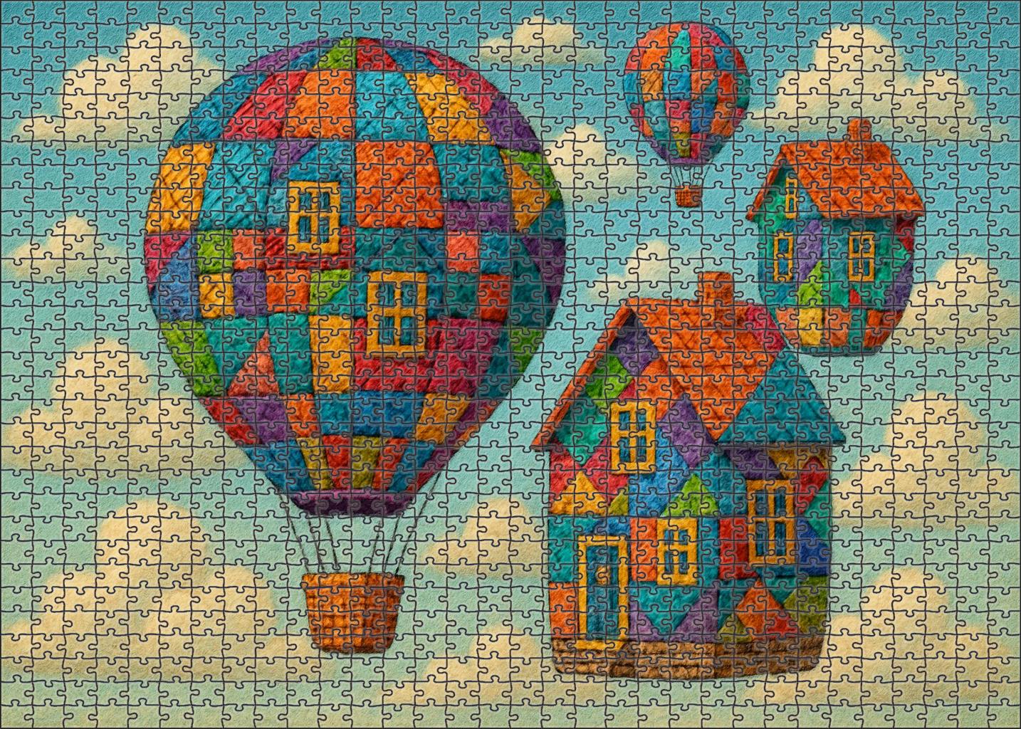Patchwork Balloon Village 50 Piece Puzzle