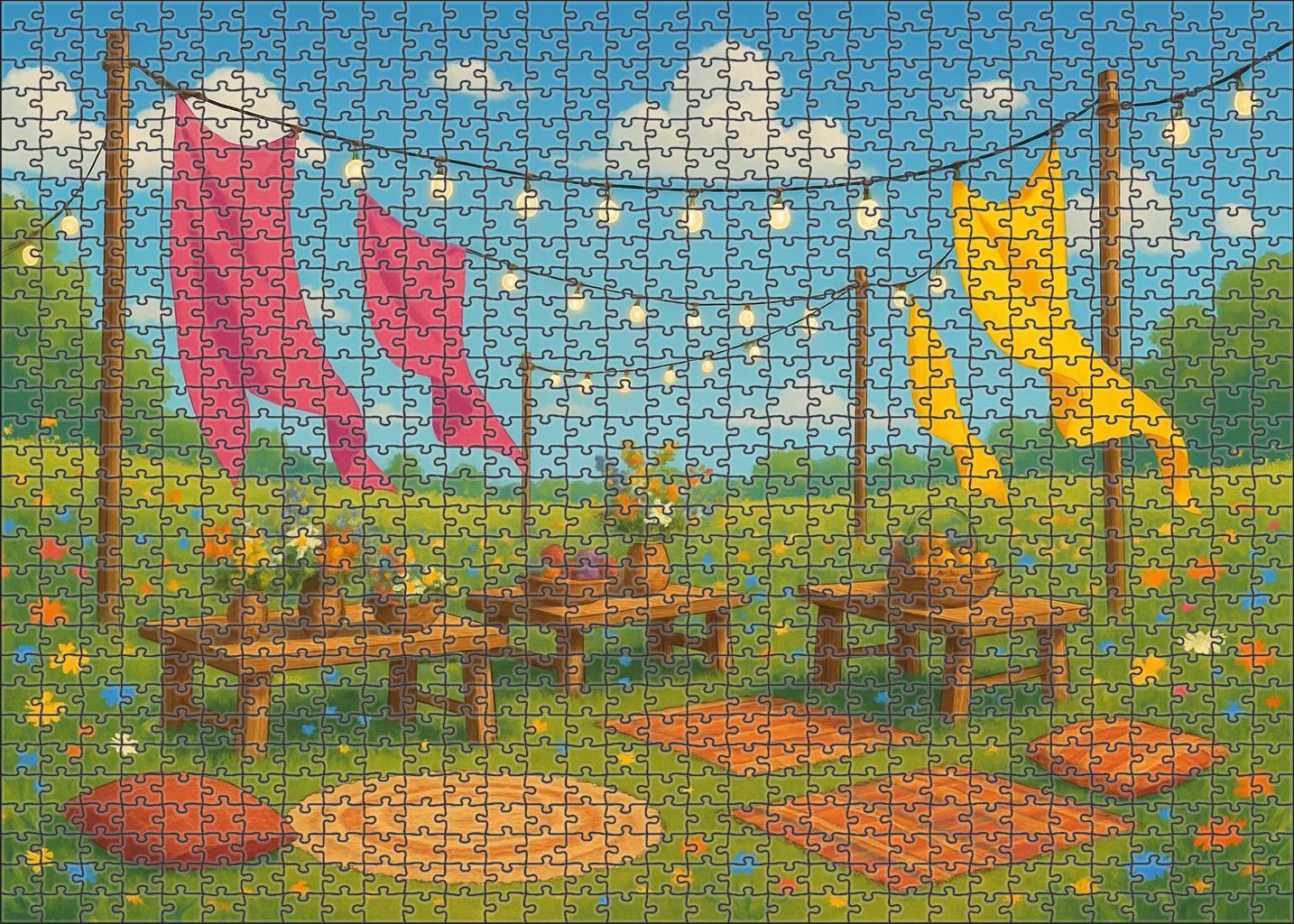 Vibrant Meadow Fiesta Premium Puzzle Pieces