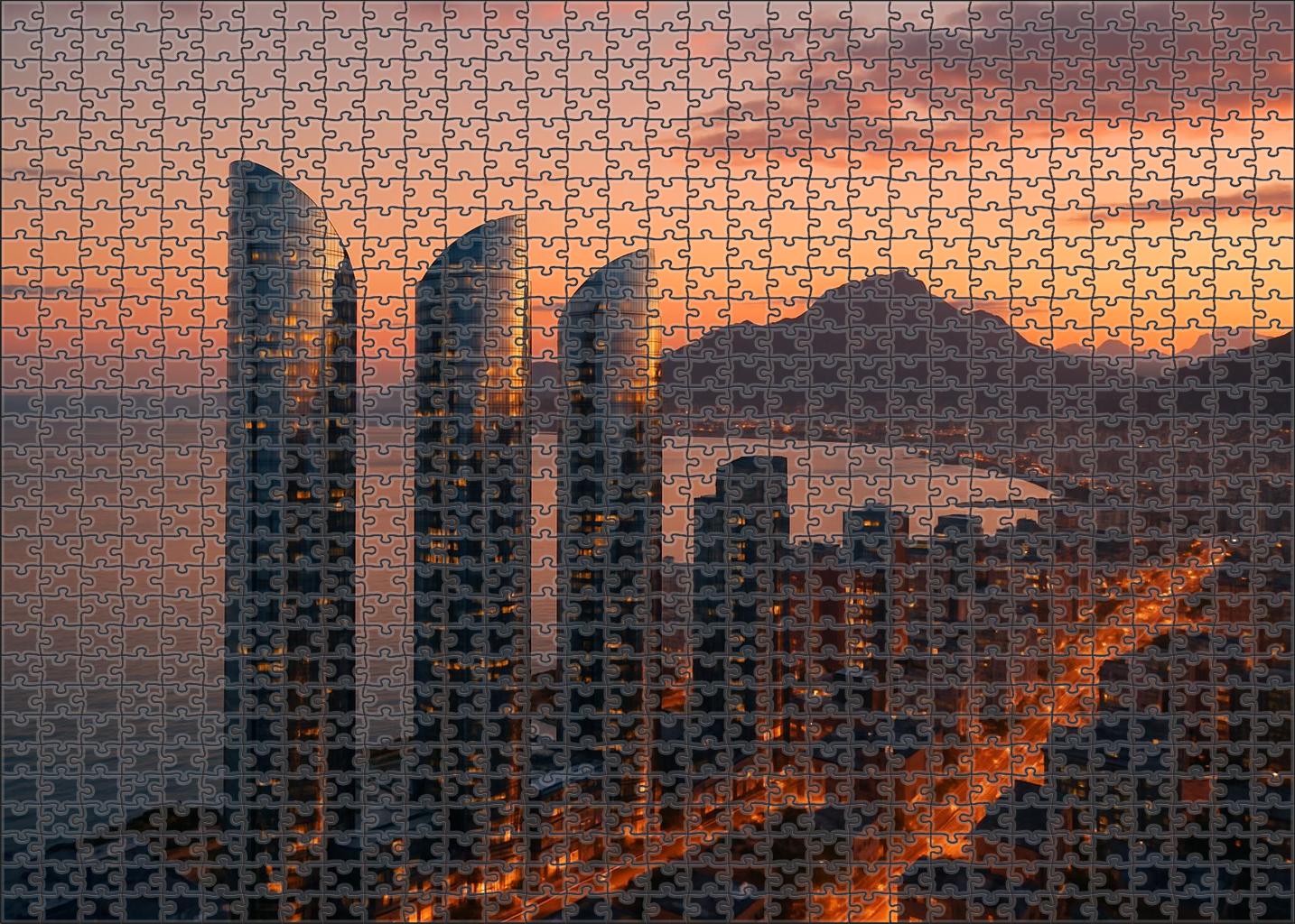 Vancouver Waterfront Skyline Mountains Meeting Ocean With A Graceful Blend Of Glass High-rises And Green Spaces Unique Puzzle Design