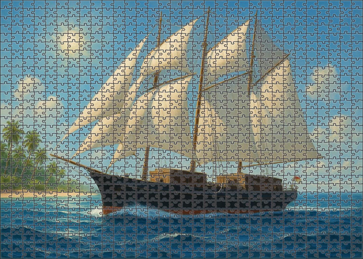 Wind-assisted Cargo Sailing Catamaran 100 Piece Puzzle