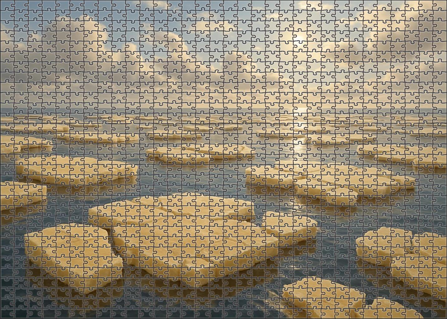 Amber Ice Shelf Edge Fragmented Floes Under Pale Arctic Light 50 Piece Puzzle