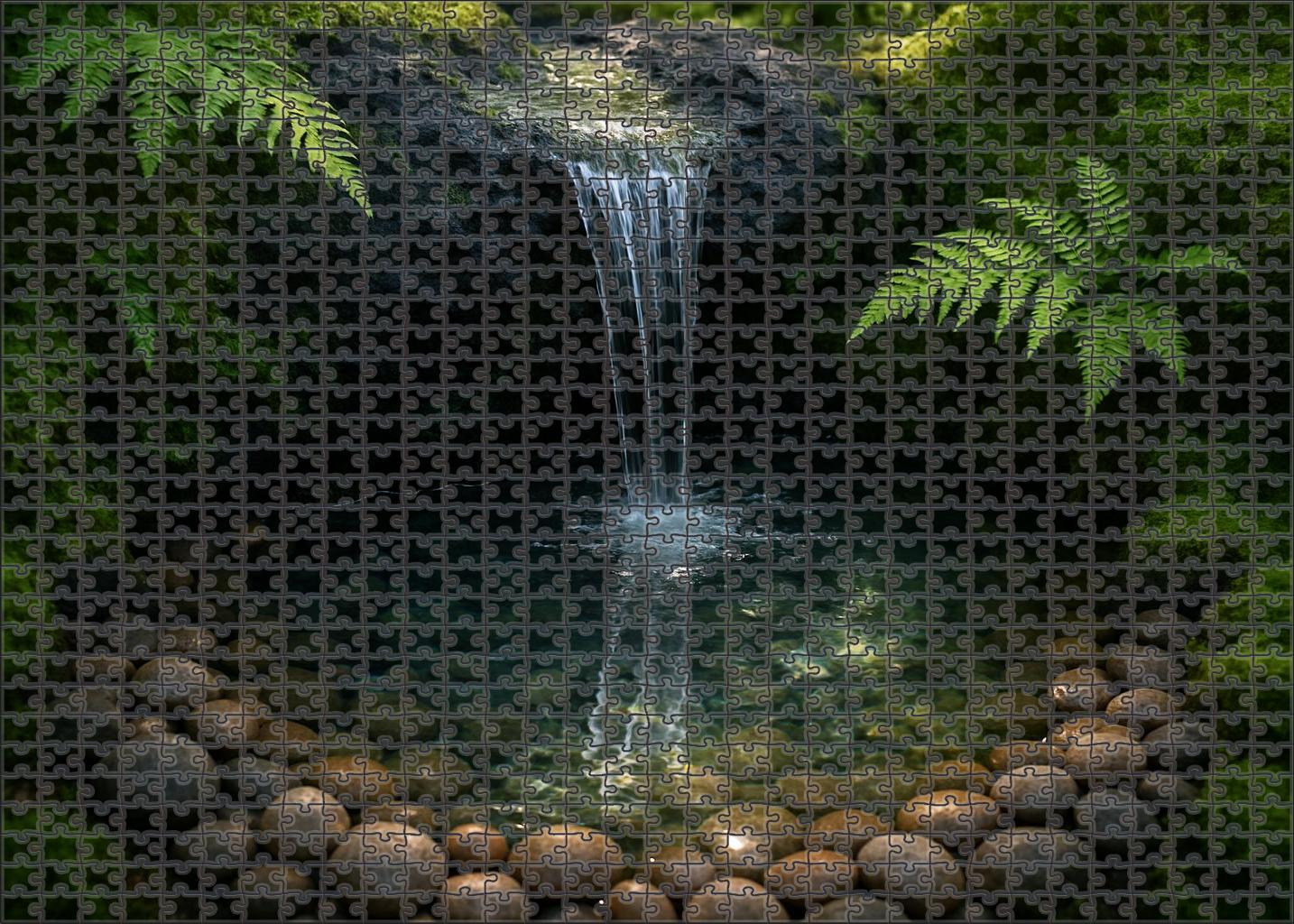 Cobalt Veil Cascade Premium Puzzle Pieces
