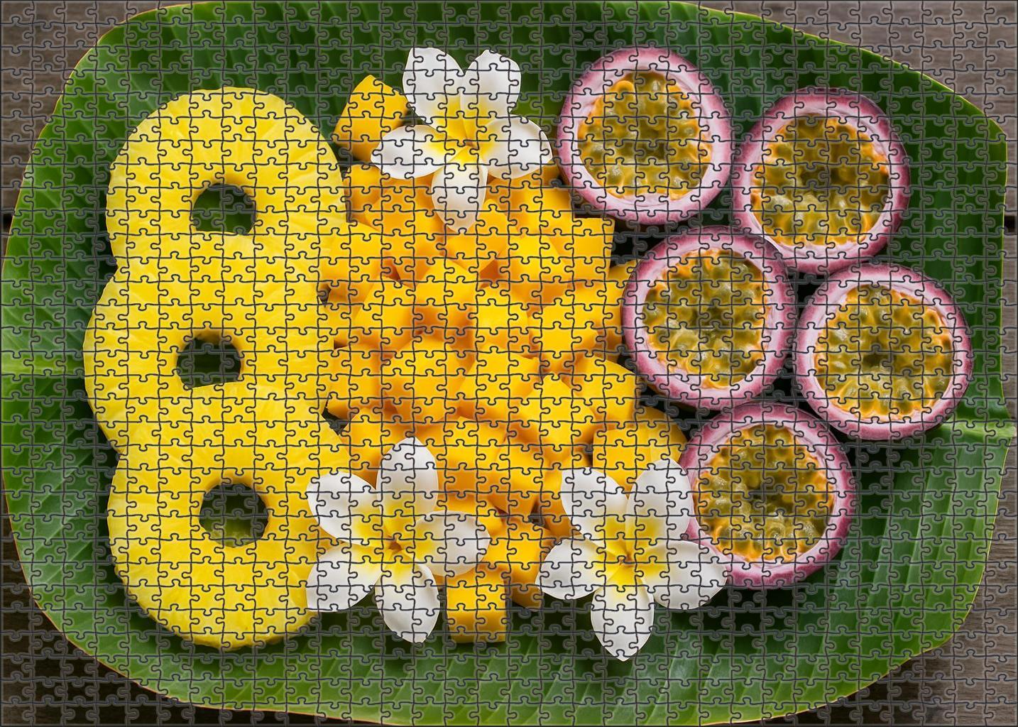 Tropical Lagoon Pineapple Rings Mango Cubes And Passion Fruit Halves Premium Puzzle Pieces