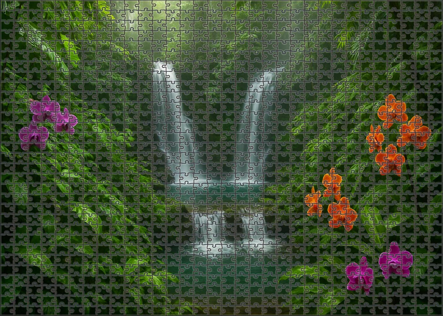 Rainforest Waterfall Trail Custom Jigsaw Puzzle