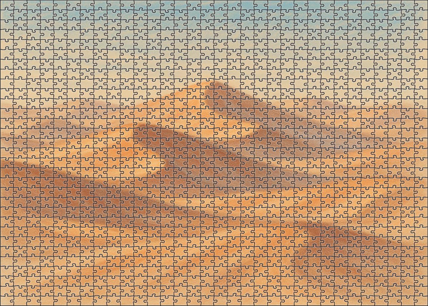 Desert Dunes In Pastel Soft Chalk Landscape Sketch Premium Puzzle Pieces